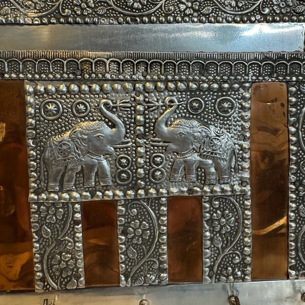 Hammered Metal Hanging Letter Holder and Key Hooks Elephant God Ganesh